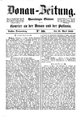 Donau-Zeitung Donnerstag 10. April 1856