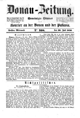 Donau-Zeitung Mittwoch 30. Juli 1856