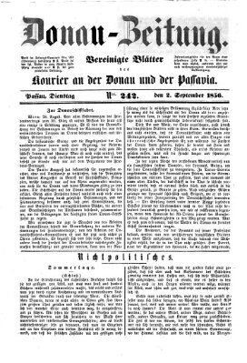 Donau-Zeitung Dienstag 2. September 1856