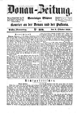 Donau-Zeitung Donnerstag 9. Oktober 1856