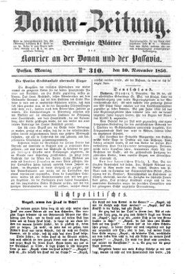 Donau-Zeitung Montag 10. November 1856