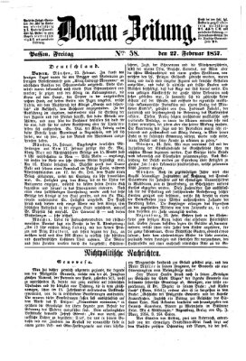 Donau-Zeitung Freitag 27. Februar 1857
