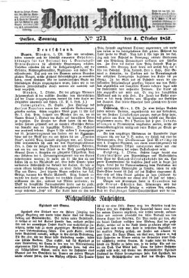 Donau-Zeitung Sonntag 4. Oktober 1857