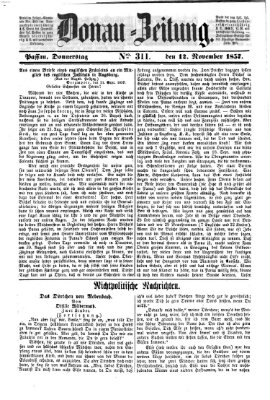 Donau-Zeitung Donnerstag 12. November 1857