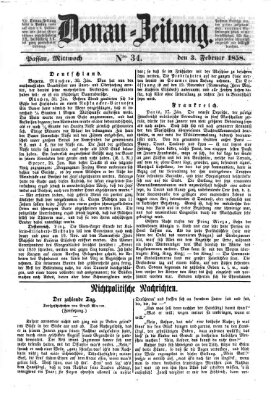 Donau-Zeitung Mittwoch 3. Februar 1858