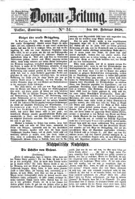 Donau-Zeitung Samstag 20. Februar 1858