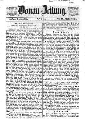 Donau-Zeitung Donnerstag 22. April 1858
