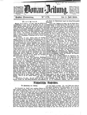 Donau-Zeitung Donnerstag 1. Juli 1858