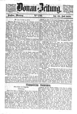 Donau-Zeitung Montag 19. Juli 1858
