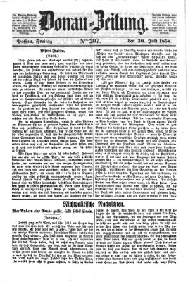 Donau-Zeitung Freitag 30. Juli 1858