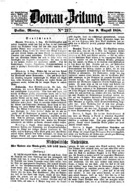 Donau-Zeitung Montag 9. August 1858