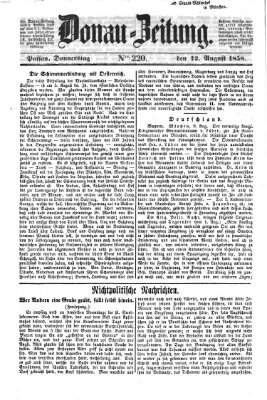 Donau-Zeitung Donnerstag 12. August 1858