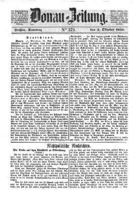 Donau-Zeitung Samstag 2. Oktober 1858