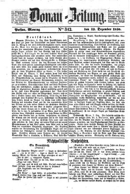 Donau-Zeitung Montag 13. Dezember 1858