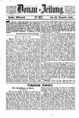 Donau-Zeitung Mittwoch 29. Dezember 1858