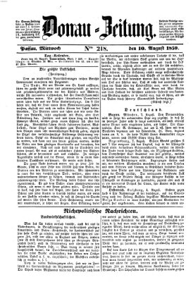 Donau-Zeitung Mittwoch 10. August 1859
