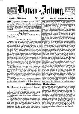 Donau-Zeitung Mittwoch 21. September 1859