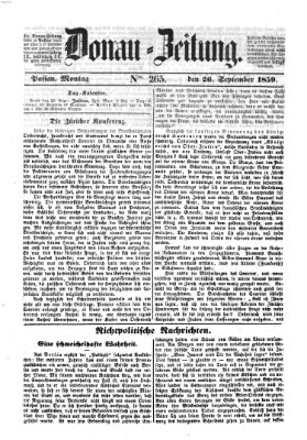 Donau-Zeitung Montag 26. September 1859