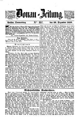 Donau-Zeitung Donnerstag 29. Dezember 1859