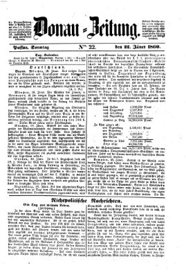 Donau-Zeitung Sonntag 22. Januar 1860