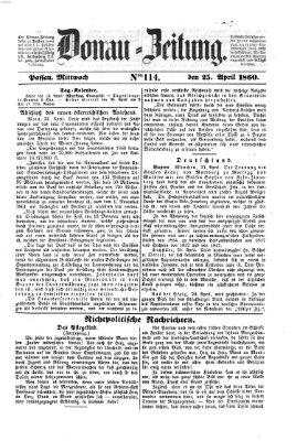 Donau-Zeitung Mittwoch 25. April 1860