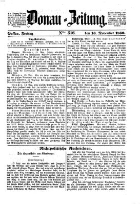 Donau-Zeitung Freitag 16. November 1860