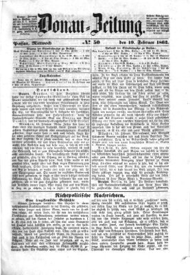 Donau-Zeitung Mittwoch 19. Februar 1862