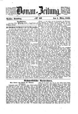 Donau-Zeitung Samstag 1. März 1862