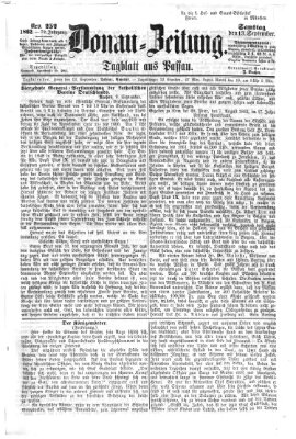 Donau-Zeitung Samstag 13. September 1862