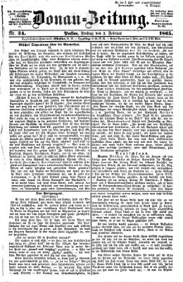 Donau-Zeitung Freitag 3. Februar 1865