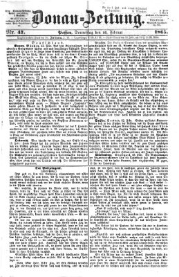 Donau-Zeitung Donnerstag 16. Februar 1865