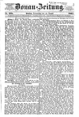 Donau-Zeitung Donnerstag 10. August 1865