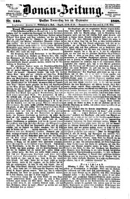 Donau-Zeitung Donnerstag 10. September 1868