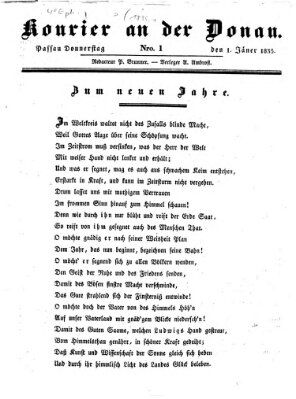 Kourier an der Donau (Donau-Zeitung) Donnerstag 1. Januar 1835