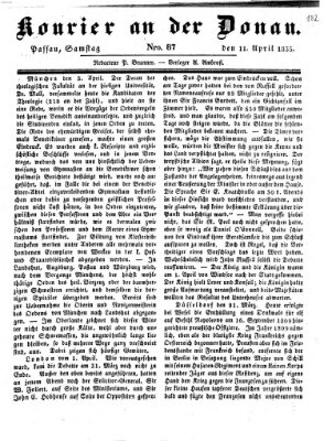 Kourier an der Donau (Donau-Zeitung) Samstag 11. April 1835