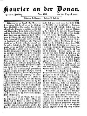 Kourier an der Donau (Donau-Zeitung) Freitag 28. August 1835