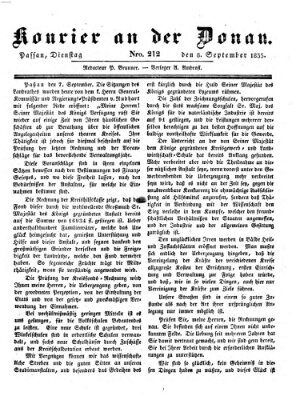 Kourier an der Donau (Donau-Zeitung) Dienstag 8. September 1835