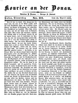 Kourier an der Donau (Donau-Zeitung) Donnerstag 28. April 1836