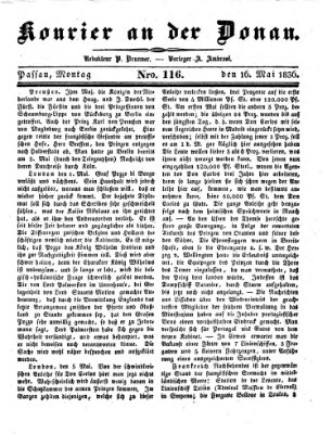 Kourier an der Donau (Donau-Zeitung) Montag 16. Mai 1836
