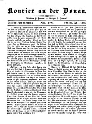 Kourier an der Donau (Donau-Zeitung) Donnerstag 28. Juli 1836