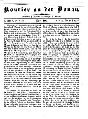 Kourier an der Donau (Donau-Zeitung) Montag 15. August 1836