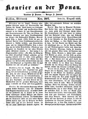 Kourier an der Donau (Donau-Zeitung) Mittwoch 31. August 1836