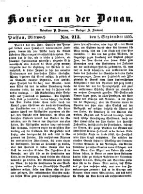 Kourier an der Donau (Donau-Zeitung) Mittwoch 7. September 1836