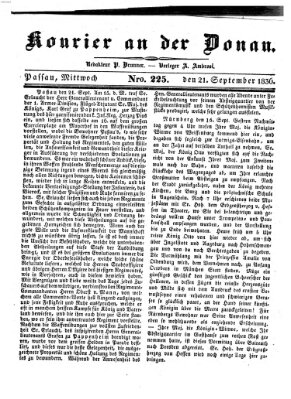 Kourier an der Donau (Donau-Zeitung) Mittwoch 21. September 1836
