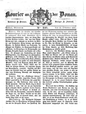 Kourier an der Donau (Donau-Zeitung) Mittwoch 18. Oktober 1837