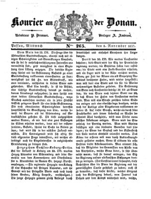 Kourier an der Donau (Donau-Zeitung) Mittwoch 8. November 1837