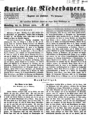 Kurier für Niederbayern Samstag 12. Februar 1853
