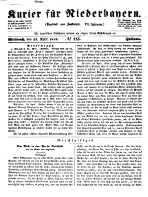 Kurier für Niederbayern Mittwoch 27. April 1853