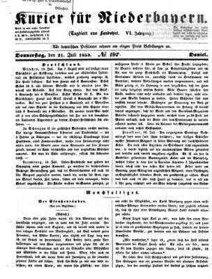 Kurier für Niederbayern Donnerstag 21. Juli 1853