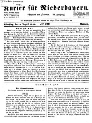 Kurier für Niederbayern Dienstag 9. August 1853